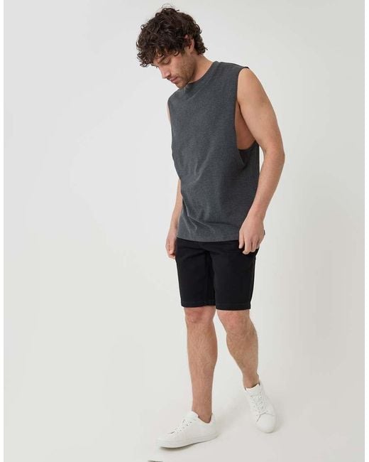 Threadbare Blue Relaxed Fit Cotton Crew Neck Vest for men