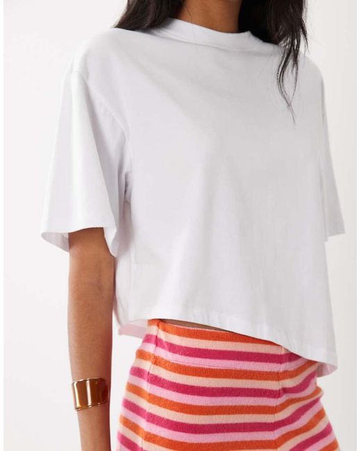 ASOS White Short Sleeve T-shirt With Asymmetric Hem