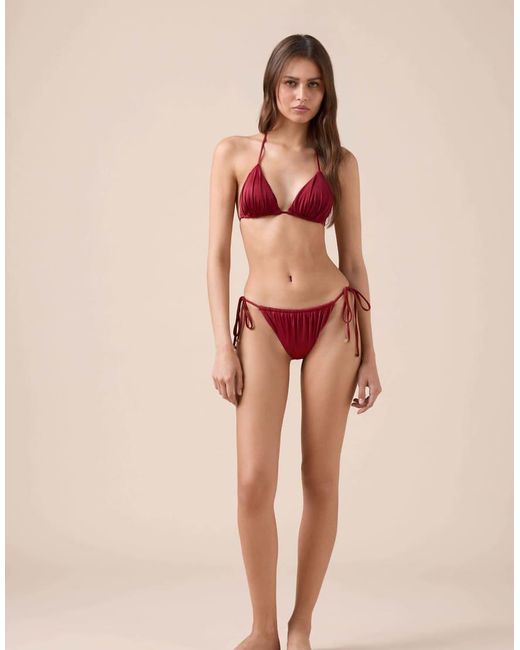 Calzedonia Red Shiny Satin Triangle Bikini Top