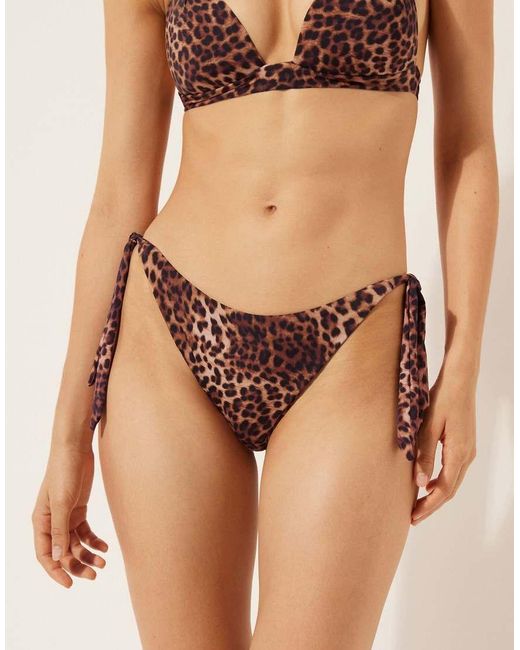 Calzedonia Brown Tie Side Bikini Bottoms