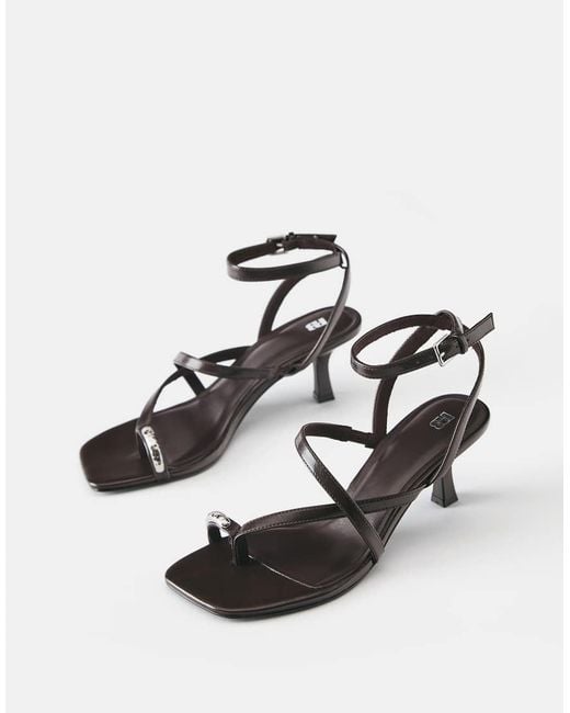 Pull&Bear White Heeled Sandals With Strap Detail