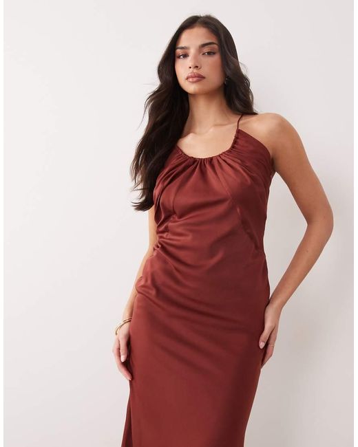 ASOS Red Scoop Neck Bias Cut Midaxi Dress