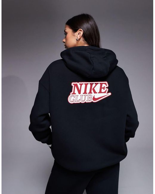 Nike Blue Phoenix Fleece Oversized Hoodie With Back Graphic