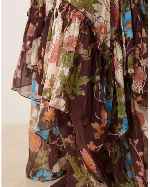 Free People Natural Palermo Chiffon Asymmetric Maxi Skirt