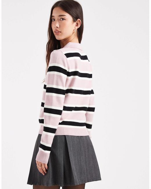 ONLY White Relaxed Fit Knitted Polo Top