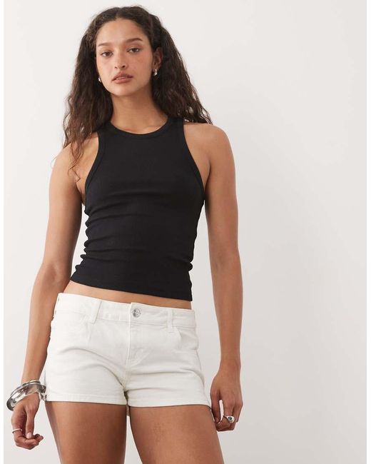 Mango White Teen Cotton Rich Denim Micro Short