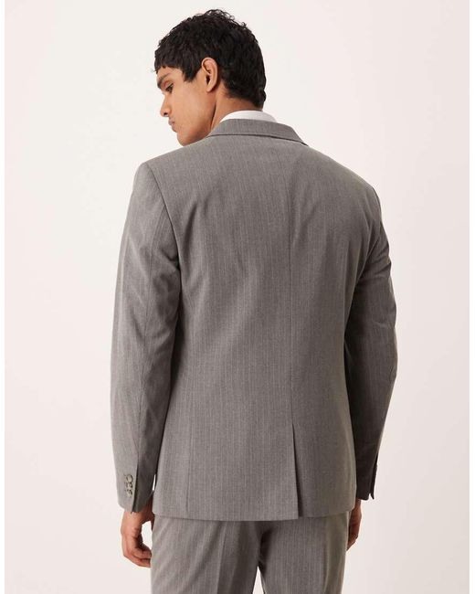 ASOS Gray Pinstripe Slim Fit Jacket for men