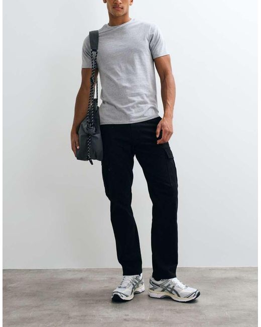 Jack & Jones Black Straight Cargo Trousers for men