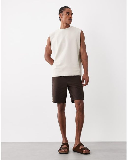 Only & Sons Natural Linen Mix Tie Waist Shorts for men