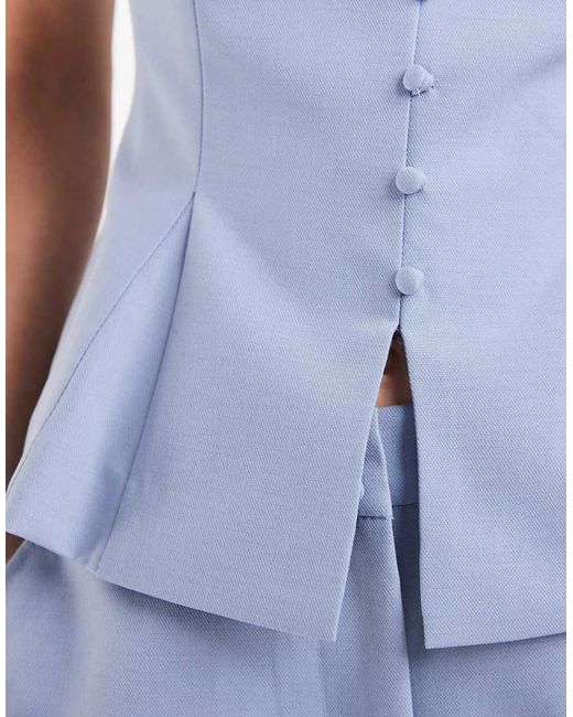 ASOS Blue Tailored Peplum Waistcoat