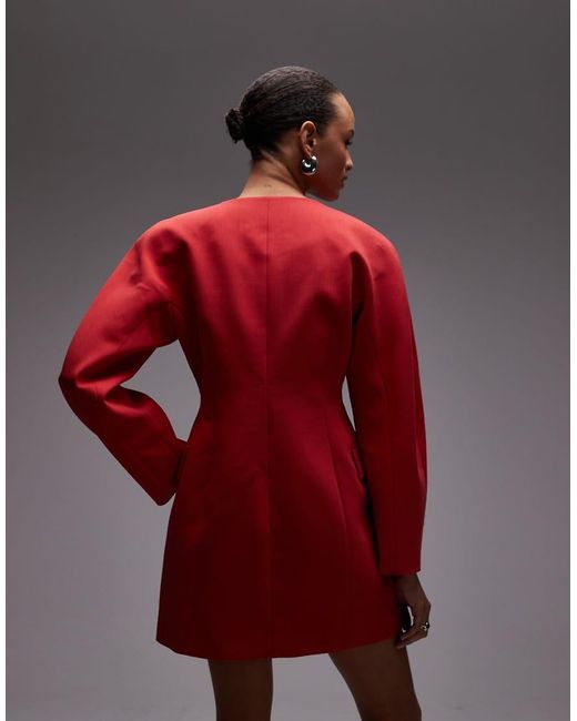 ASOS Blazerjurk Met Statement Cocoonmouwen in het Red