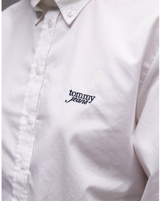 Chemise courte en popeline à rayures - écru Tommy Hilfiger en coloris Gray