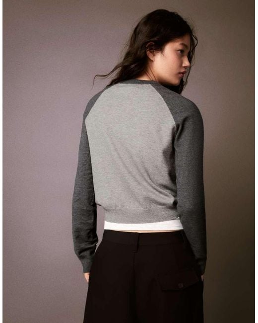 Bershka Brown Round Neck Raglan Jumper
