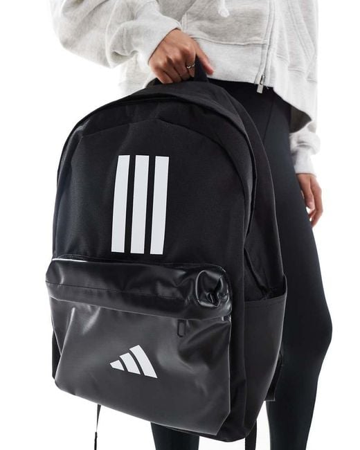Adidas Originals Black Adidas Training 3 Stripe Pocket Backpack