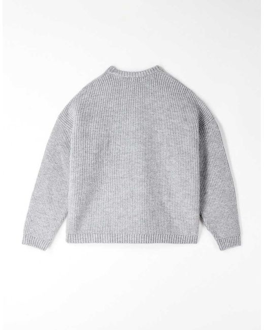 ASOS Gray Super Oversized Boxy Fit Knitted Fisherman Rib Jumper for men
