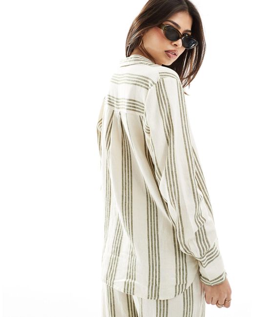 Jdy Natural Long Sleeve Linen Mix Shirt Co-ord