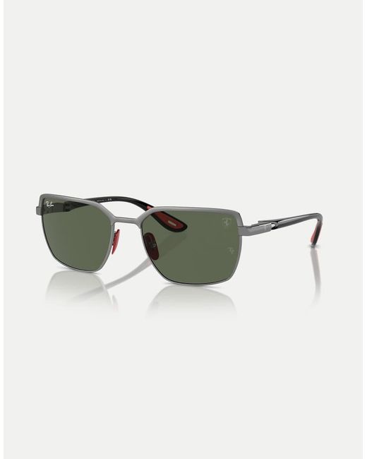 Ray-Ban Green Rb3743M Scuderia Ferrari Collection Square Sunglasses With Lens