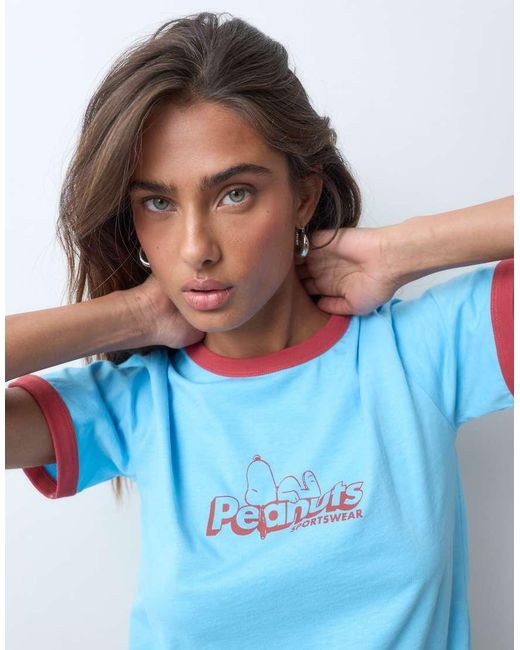 ASOS Blue License Peanuts Ringer Tee