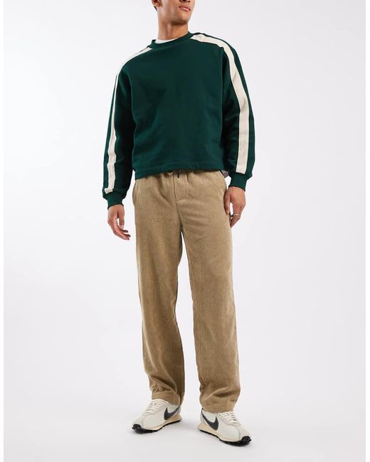Only & Sons Green Loose Fit Cord Trouser for men