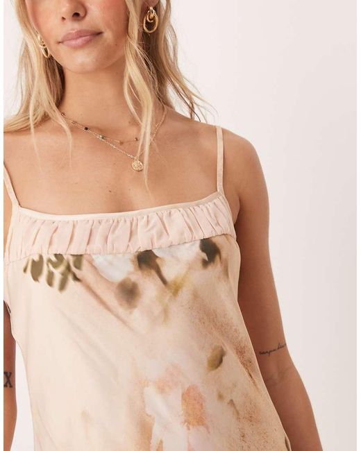 ASOS Natural Cami Floral With Ruched Bust Detail Mini Dress