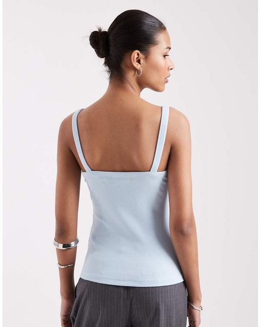 JJXX White Ribbed Square Neck Vest