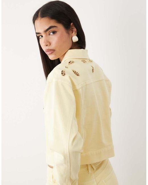 GOOD AMERICAN Natural Cotton Essential Cut Out Detail Crop Jacket Co-Ord