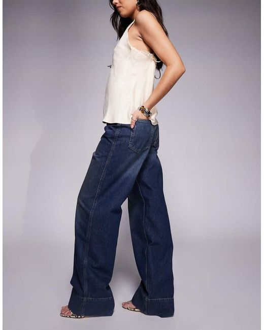 Mango Blue Featuring Kaia Gerber Turn Up baggy Jean