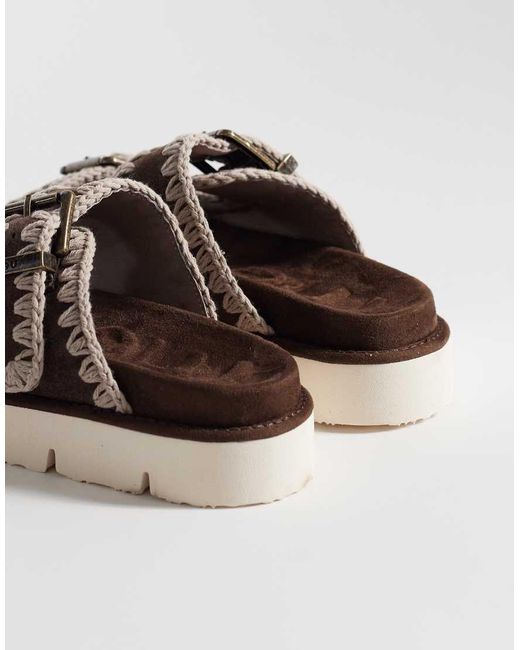 Mou Brown Two Buckle Sandals