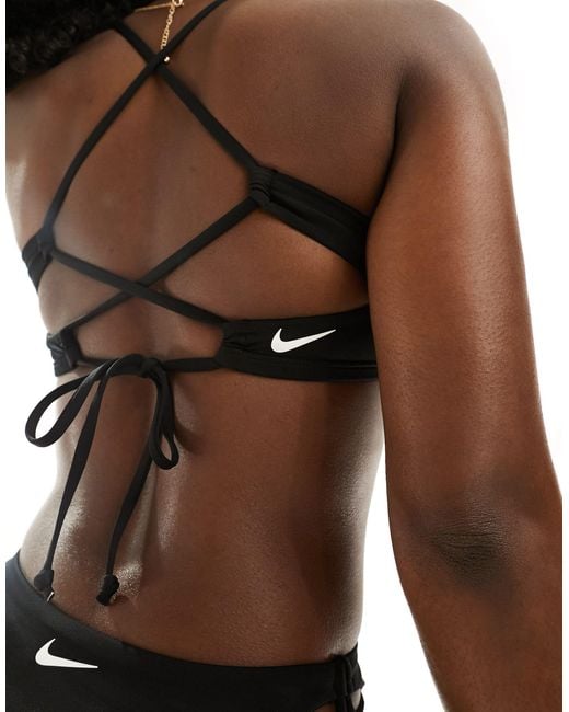 Nike Brown Lace Up High Neck Bikini Top