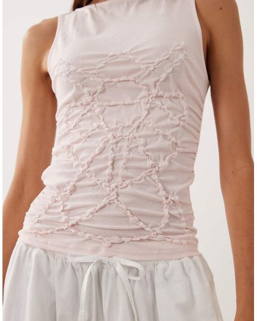 Mango White Sleeveless Textured Top