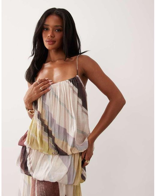 ASOS Natural Bubble Tiered Cami Strap Maxi Dress