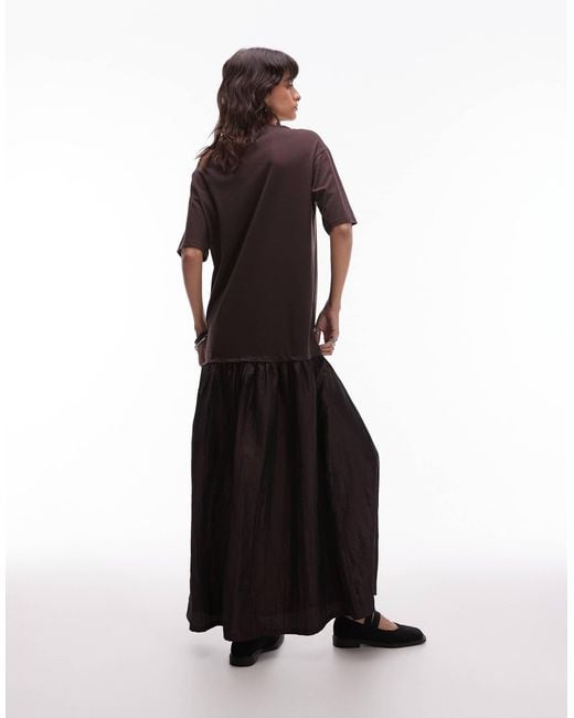 ASOS White Oversized Short Sleeve Dropped Waist Hybrid Maxi Dress