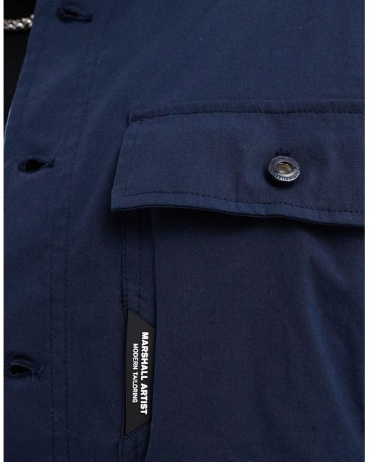Camicia a maniche lunghe navy con doppia tasca di Marshall Artist in Blue da Uomo