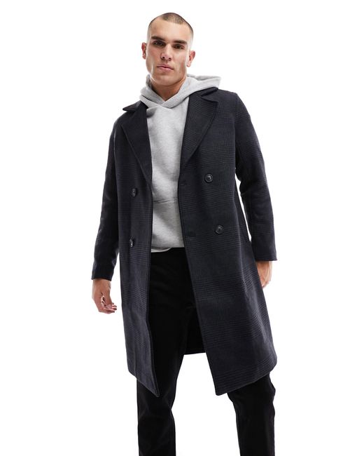 Only & Sons Blue Oversized Wool Mix Overcoat for men