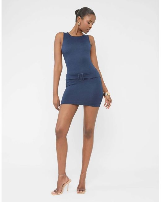 Public Desire Blue Buckle Detail Mini Dress