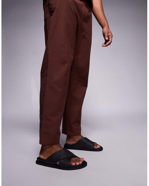Sandali Intrecciati Neri Con Fascette Incrociate di ASOS in Brown da Uomo