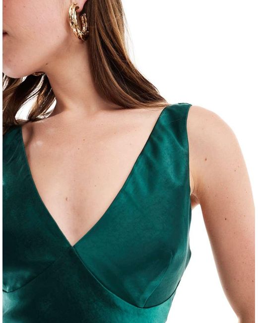 Pretty Lavish Green Satin Midi Dress