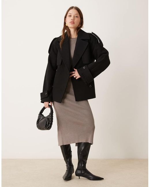 ASOS Black Oversized Formal Trench Coat With Strong Shoulder