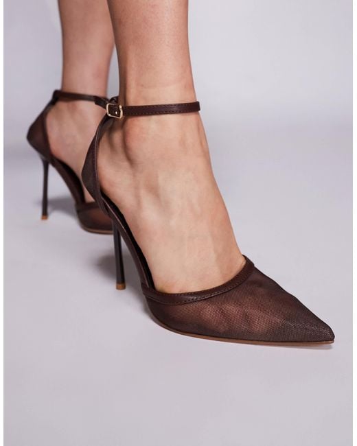 SIMMI Brown Simmi London Wide Fit Mandisa Mesh Heeled Shoes