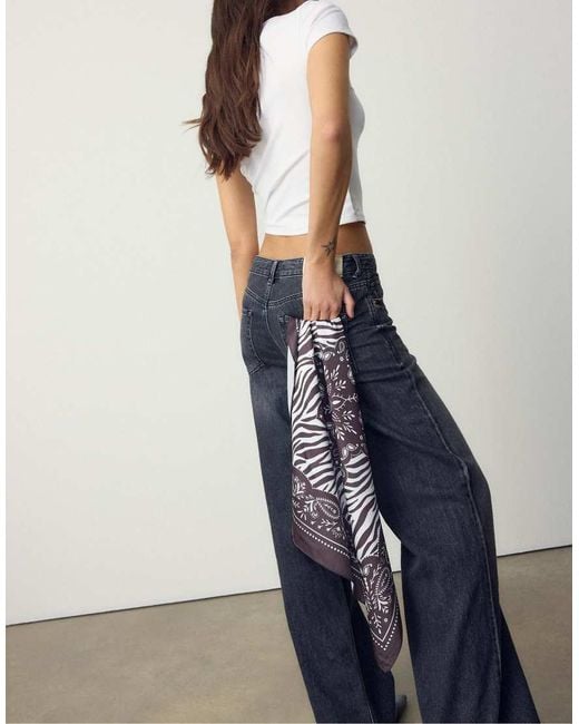 Stradivarius Blue Printed Scarf