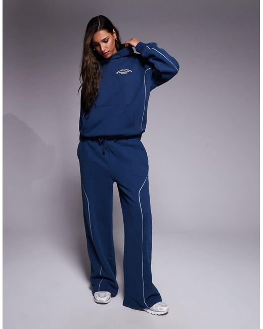 Good For Nothing Blue Overlock Stitch Relaxed Hoodie