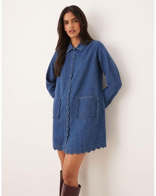 Nobody's Child Kynance Denim Smock Mini Dress in Blue | Lyst