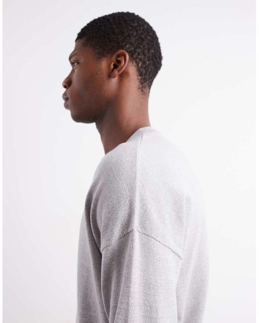 ASOS Gray Relaxed Long Sleeve Knitted Crew Neck T-Shirt for men