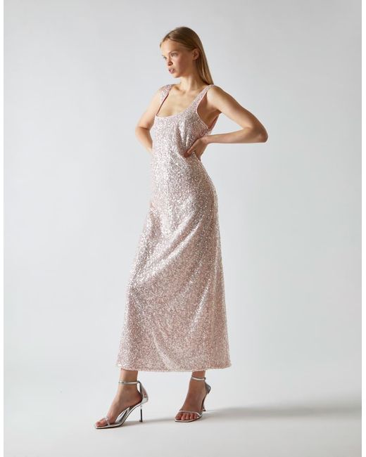 Glamorous Natural Square-Neck Bias-Cut Midaxi-Dress