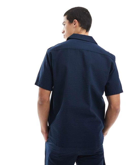 Only & Sons Blue Seersucker Shirt Co-ord for men