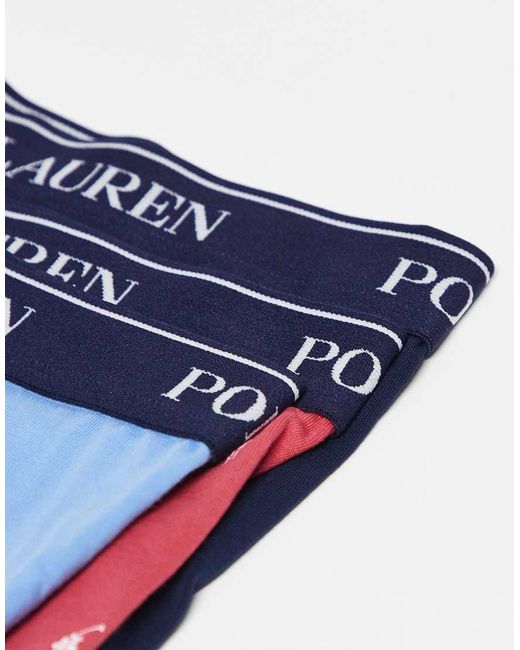 Polo Ralph Lauren Blue 3 Pack Logo Waistband Trunks for men