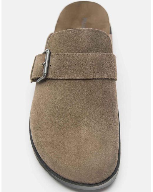 Pull&Bear – leder-clogs in Brown für Herren