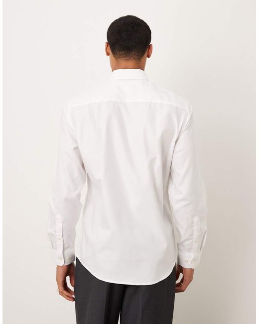 SELECTED White Slim Poplin Shirt for men