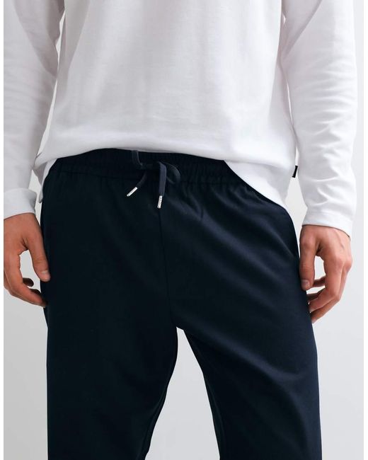 Jack & Jones Blue Straight Fit Drawstring Trousers for men