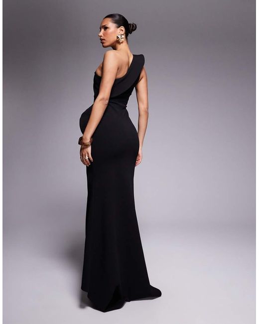 ASOS Blue Premium Maxi Dress With Exaggerated Sharp Neckline